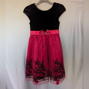 Jona Michelle Black Velvet & Red Tulle Holiday Dress, Size 12